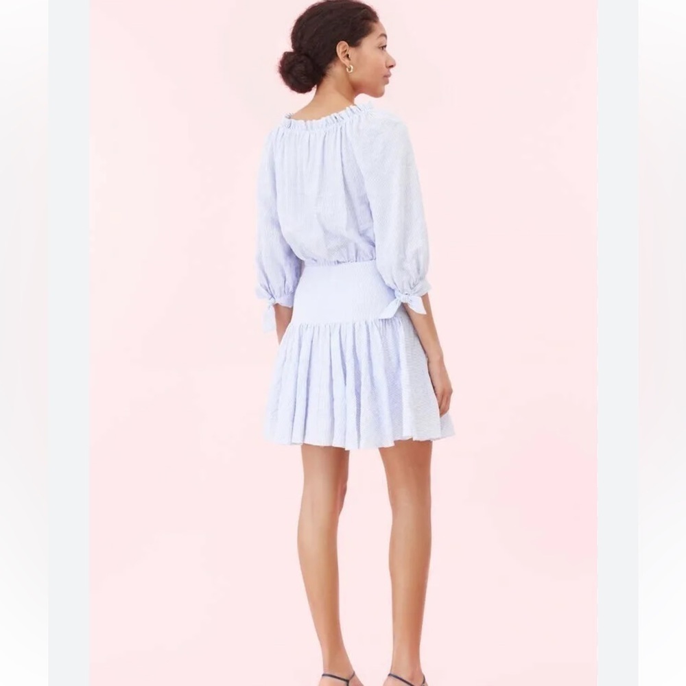 Rebecca Taylor Striped Mini Dress white blue size 6 - Picture 5 of 11